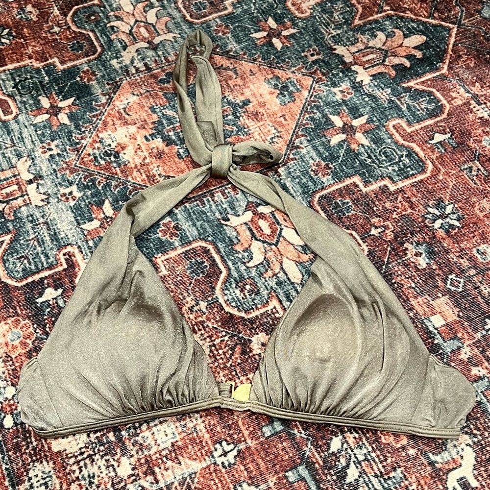 Victoria's Secret Gray and Cream Bikini Top